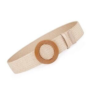 6865 Rattan Straw Raffia Summer Belts For Women 2025 Elastic Stretch Woven